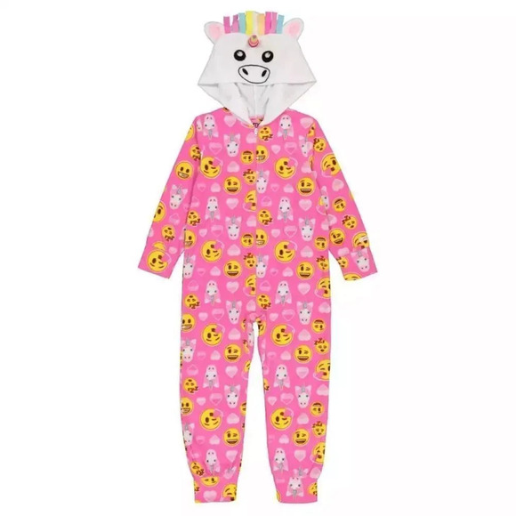 Pajamas  Emoji Hooded  Pink size 6 Blanket Sleeper Size 6 - Picture 1 of 6